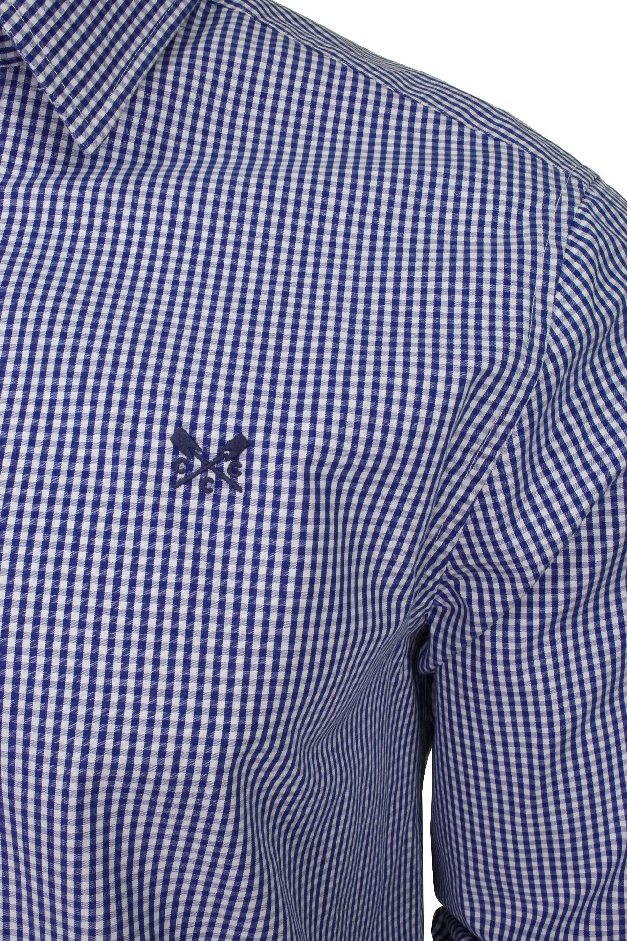 Crew Clothing Mens Check Poplin Shirt 'Classic Micro Gingham' - Long Sleeved