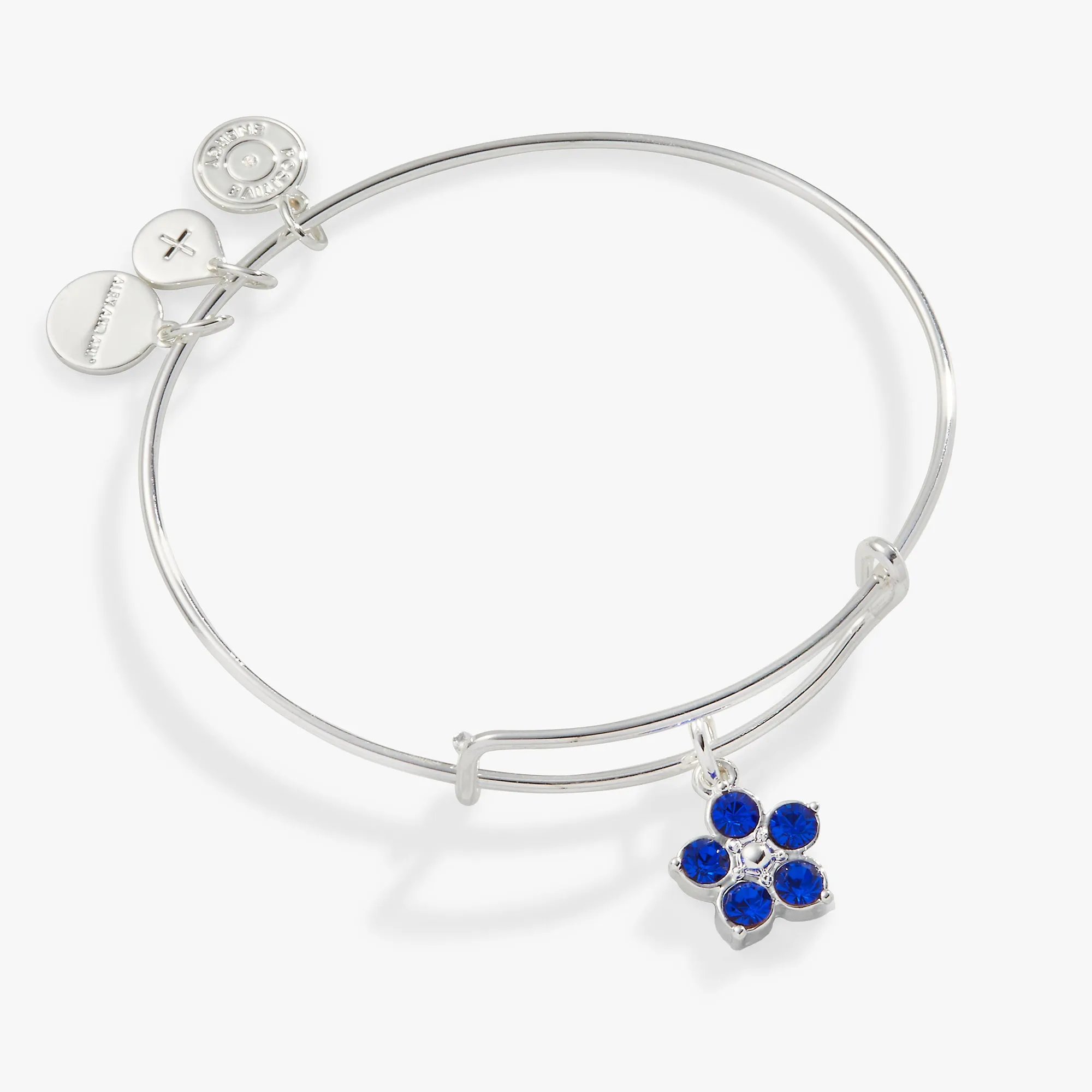 Crystal Forget-Me-Not Flower Charm Bangle Bracelet