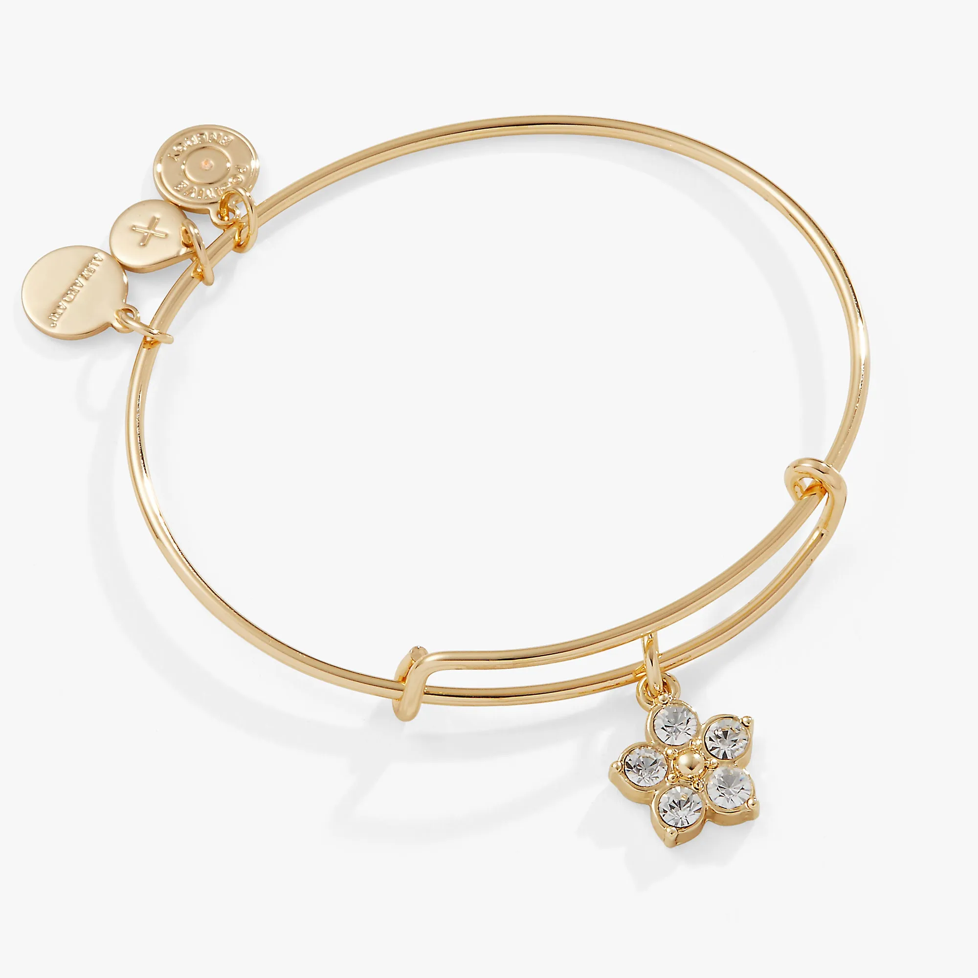 Crystal Forget-Me-Not Flower Charm Bangle Bracelet