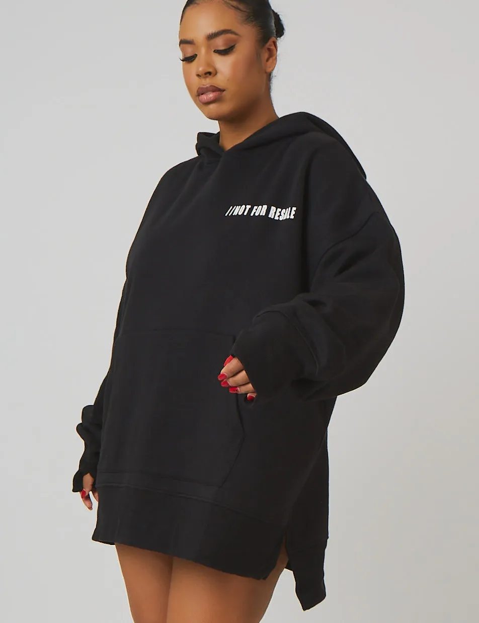 CURVE OVERSIZED TEXT HOODY BLACK