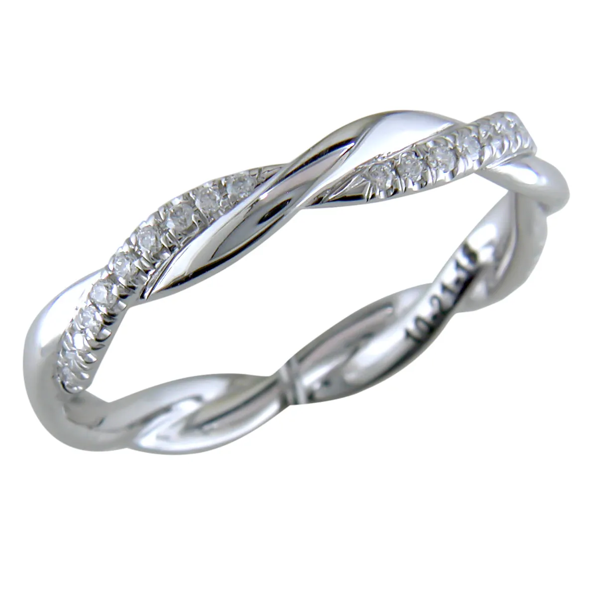 Custom Design Braided Diamond Eternity Band White Gold Ring