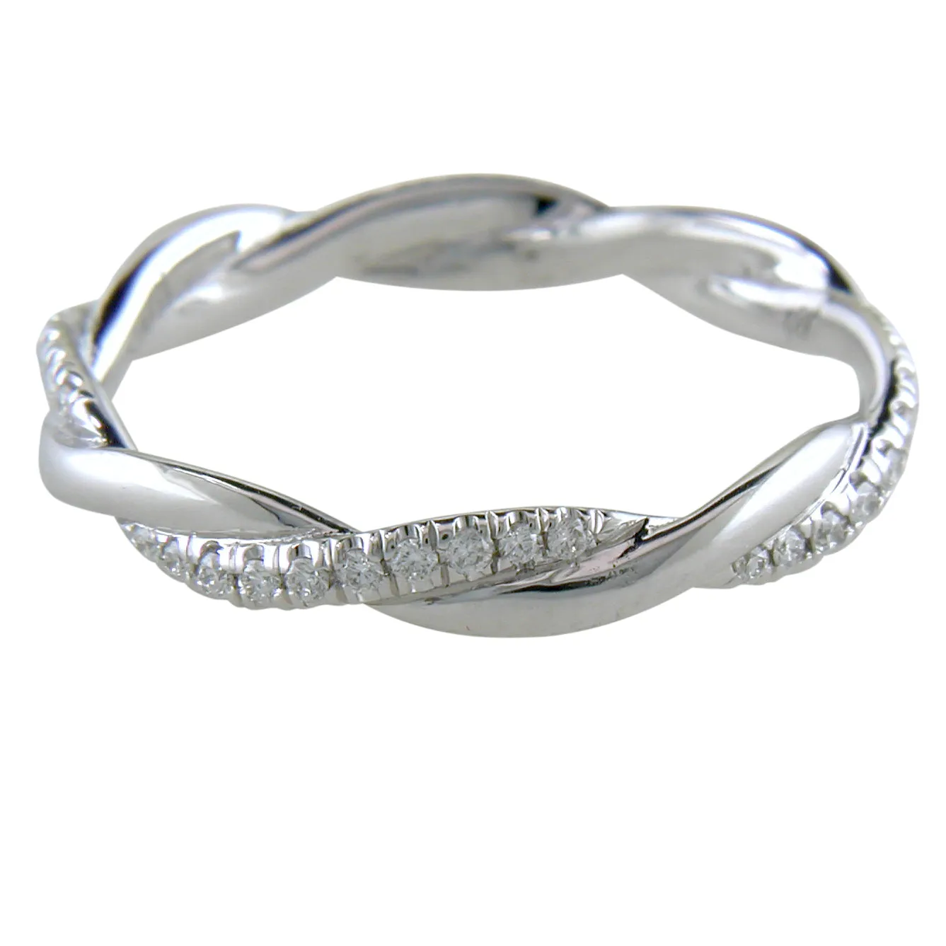 Custom Design Braided Diamond Eternity Band White Gold Ring