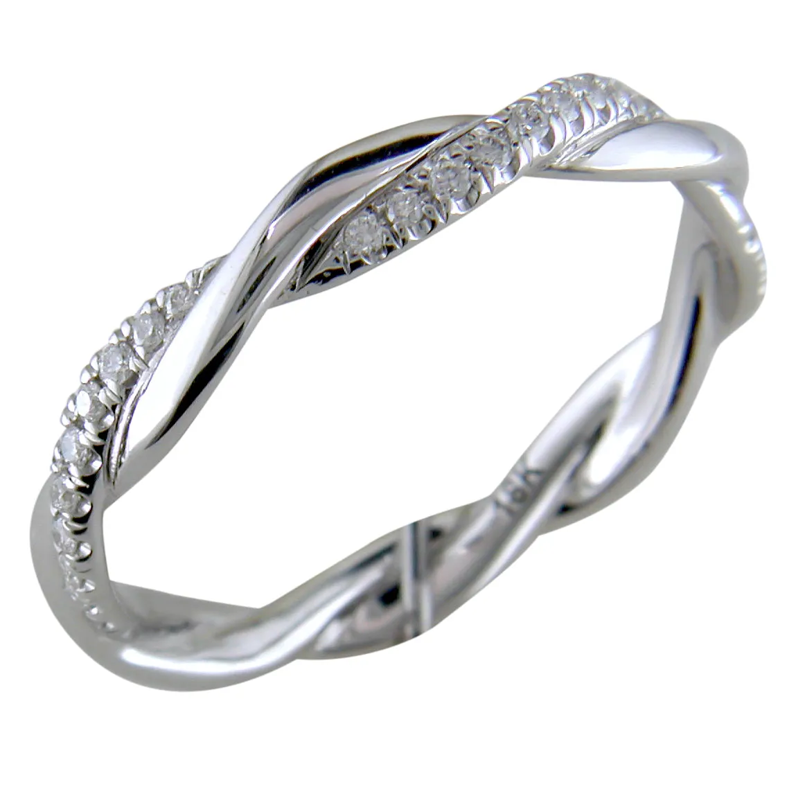 Custom Design Braided Diamond Eternity Band White Gold Ring