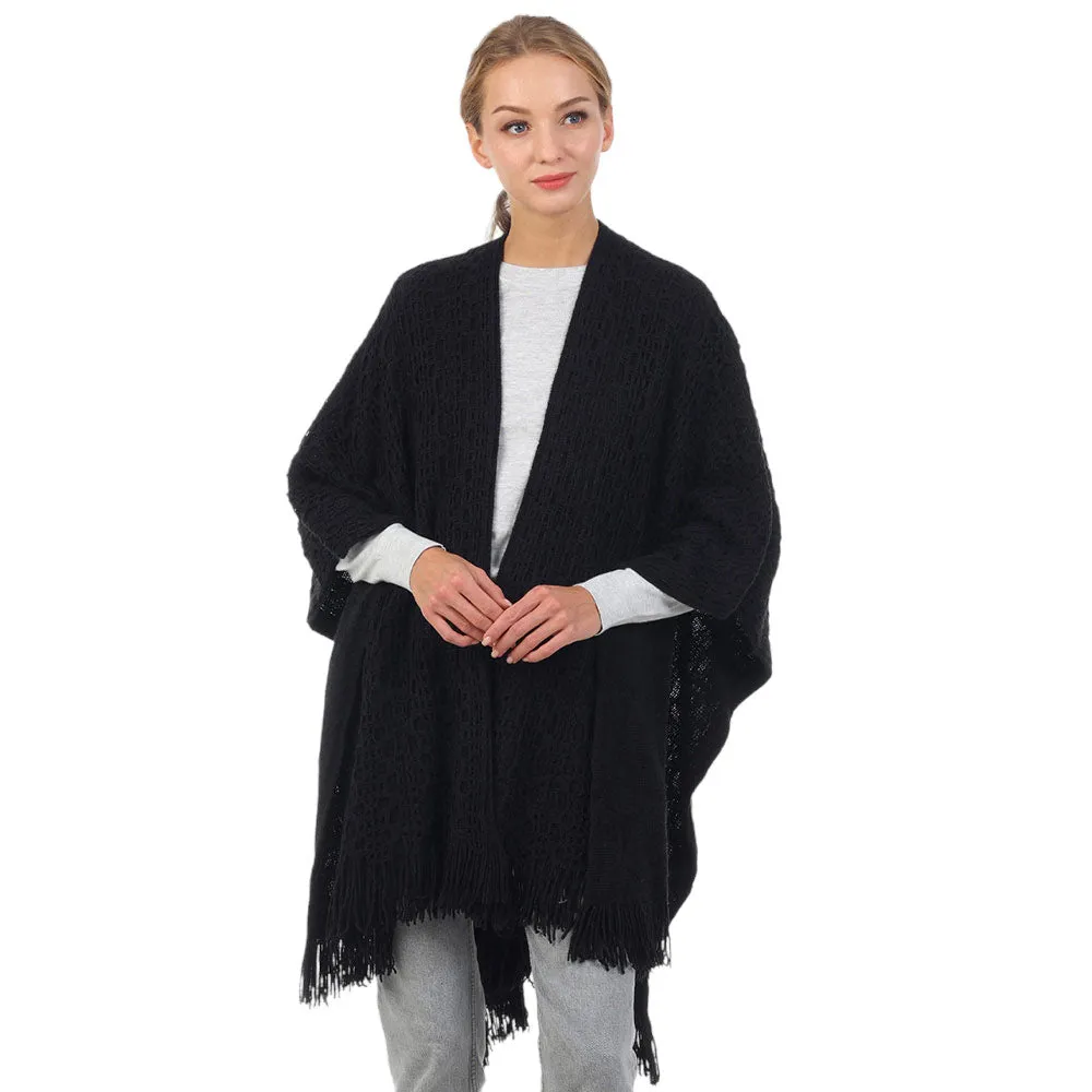 Cut Out Detailed Fringe Poncho