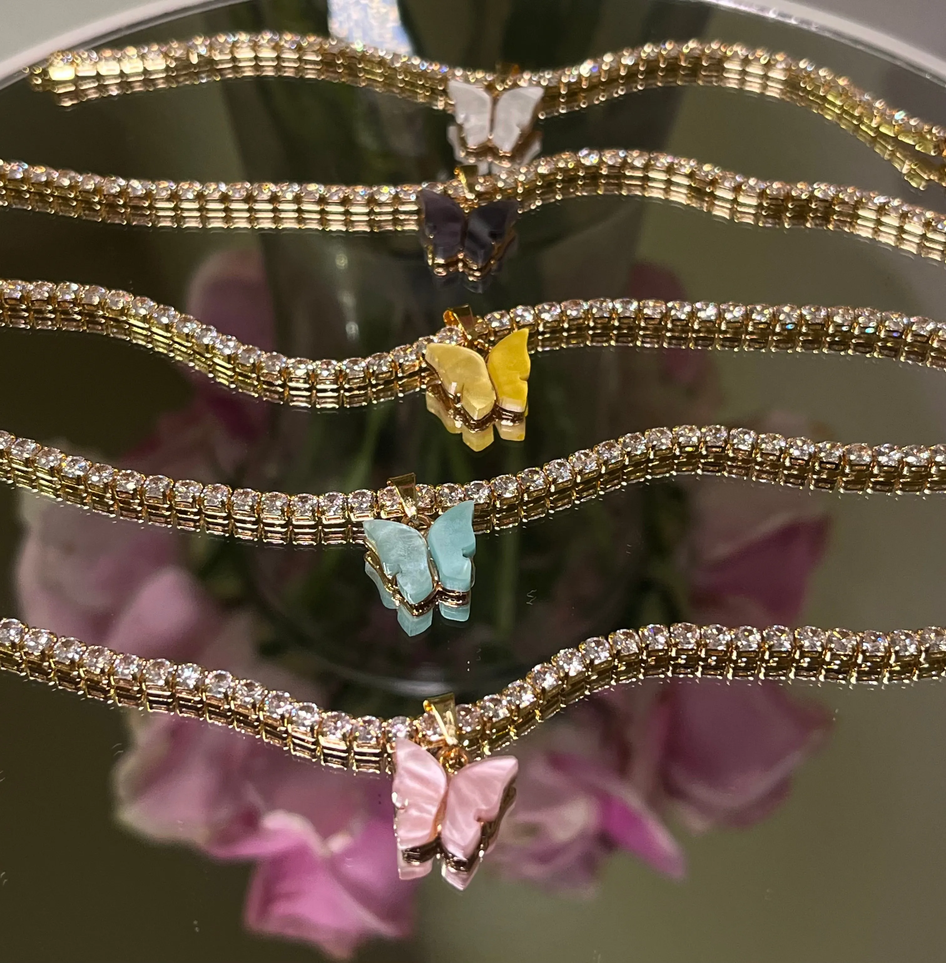 Dainty Butterfly Tennis Chain