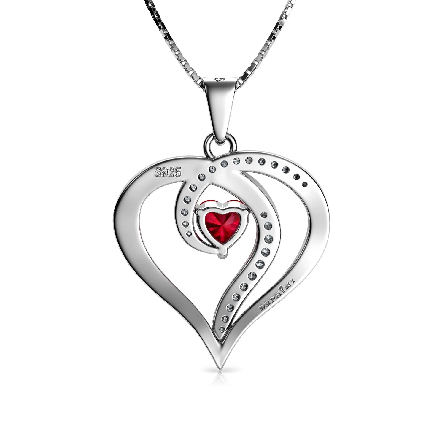 DEPHINI - red necklace for Women - 925 sterling silver pendant