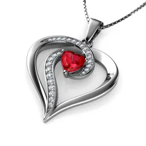 DEPHINI - red necklace for Women - 925 sterling silver pendant