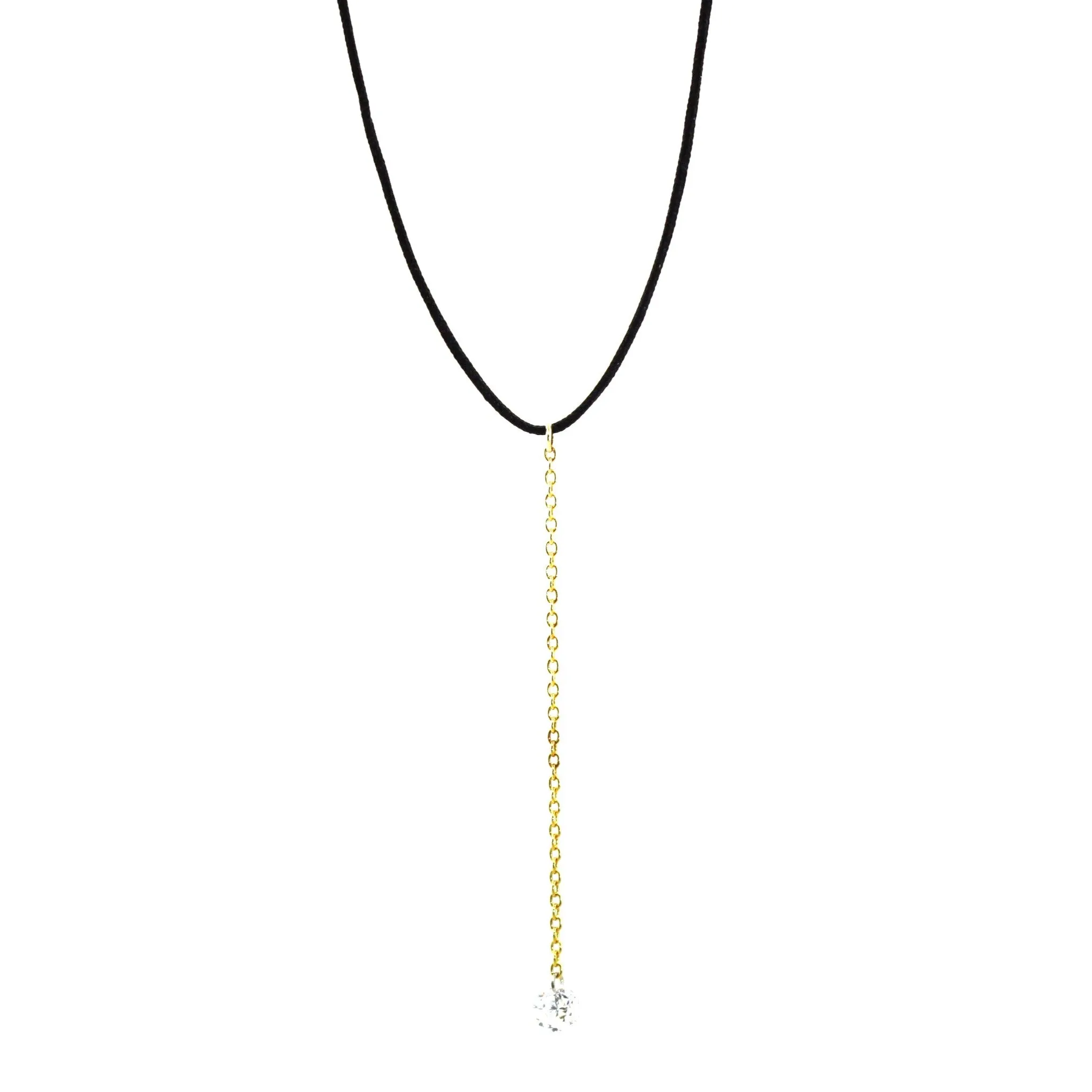 Drilled Diamond Lariat & Macrame Necklace