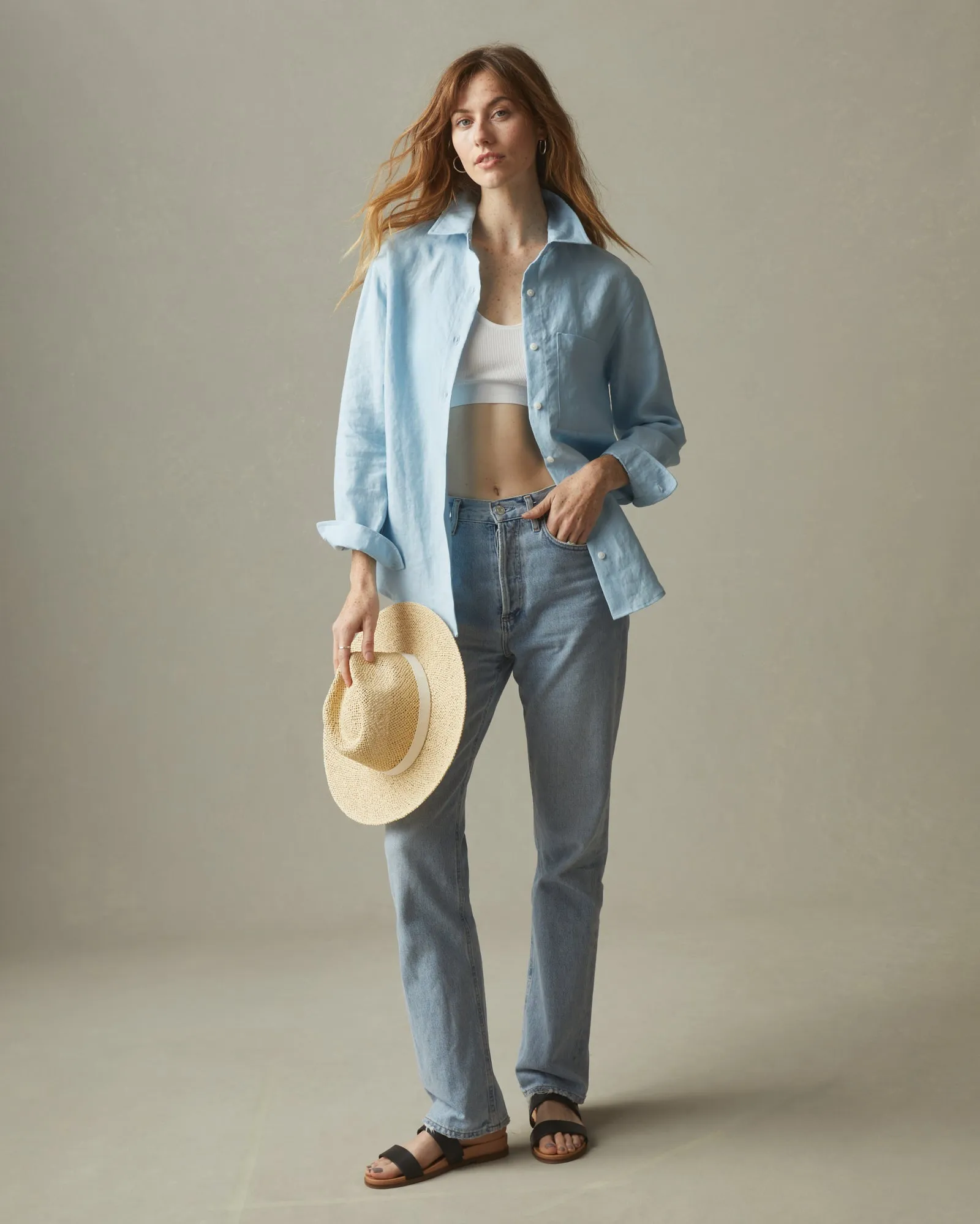 Easy Linen Long Sleeve Shirt - Dream Blue