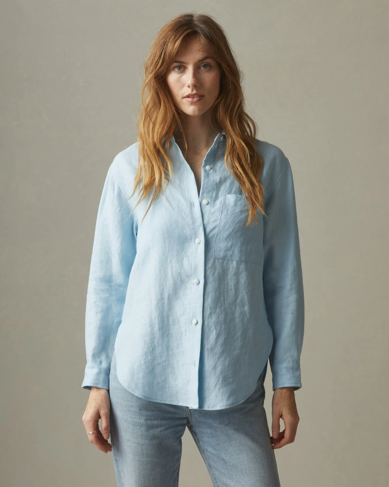 Easy Linen Long Sleeve Shirt - Dream Blue