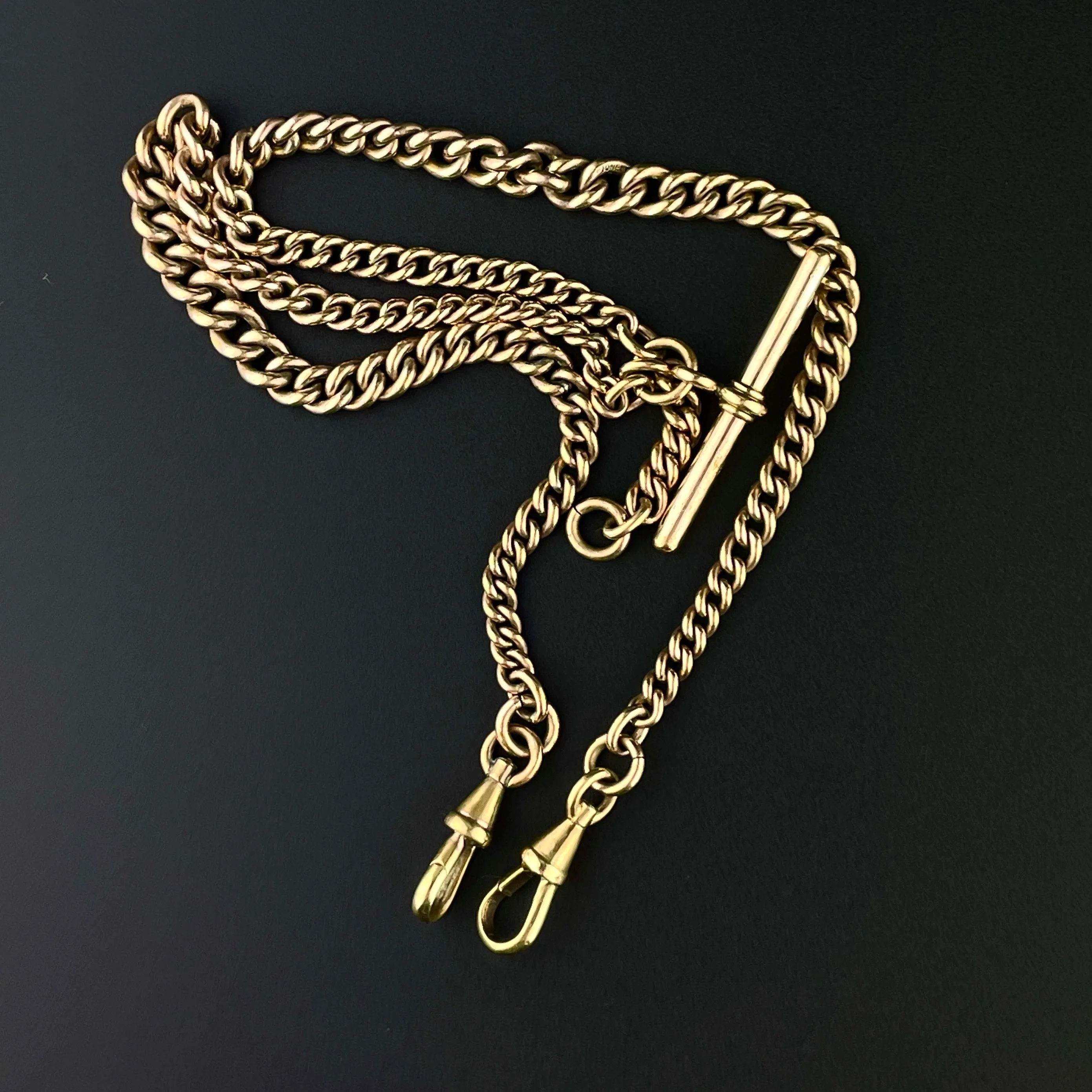 Edwardian Rolled Gold Pocket Watch Chain Necklace