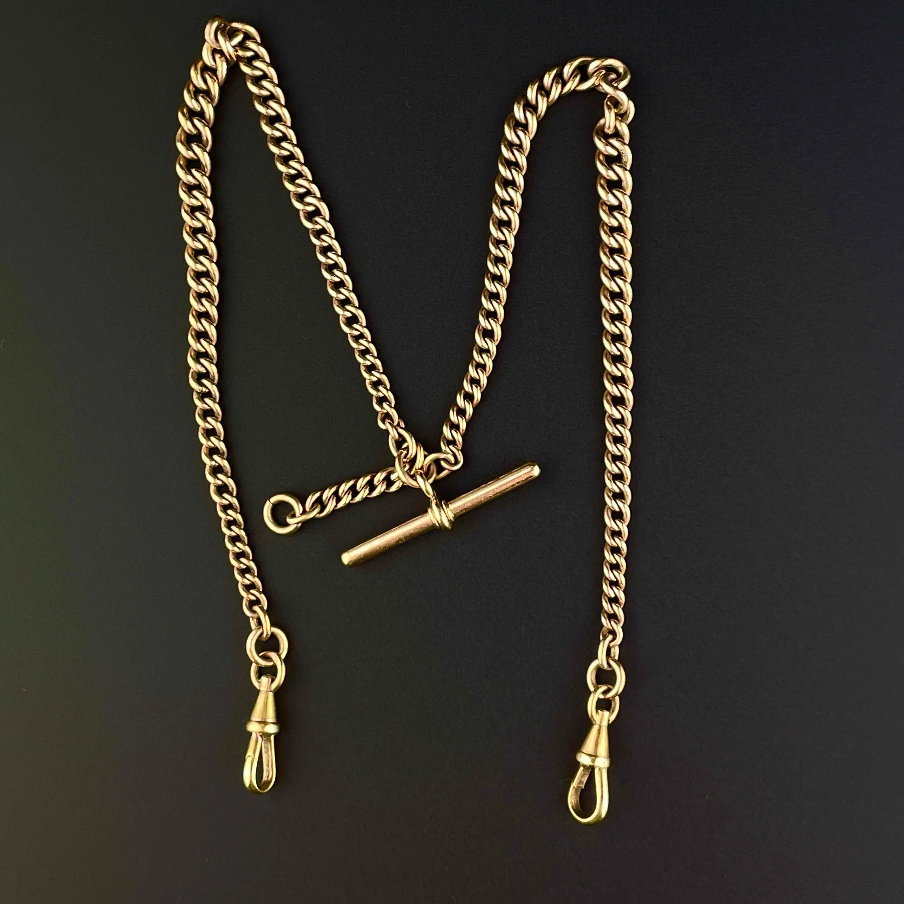 Edwardian Rolled Gold Pocket Watch Chain Necklace