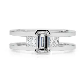 Emerald cut diamond ring