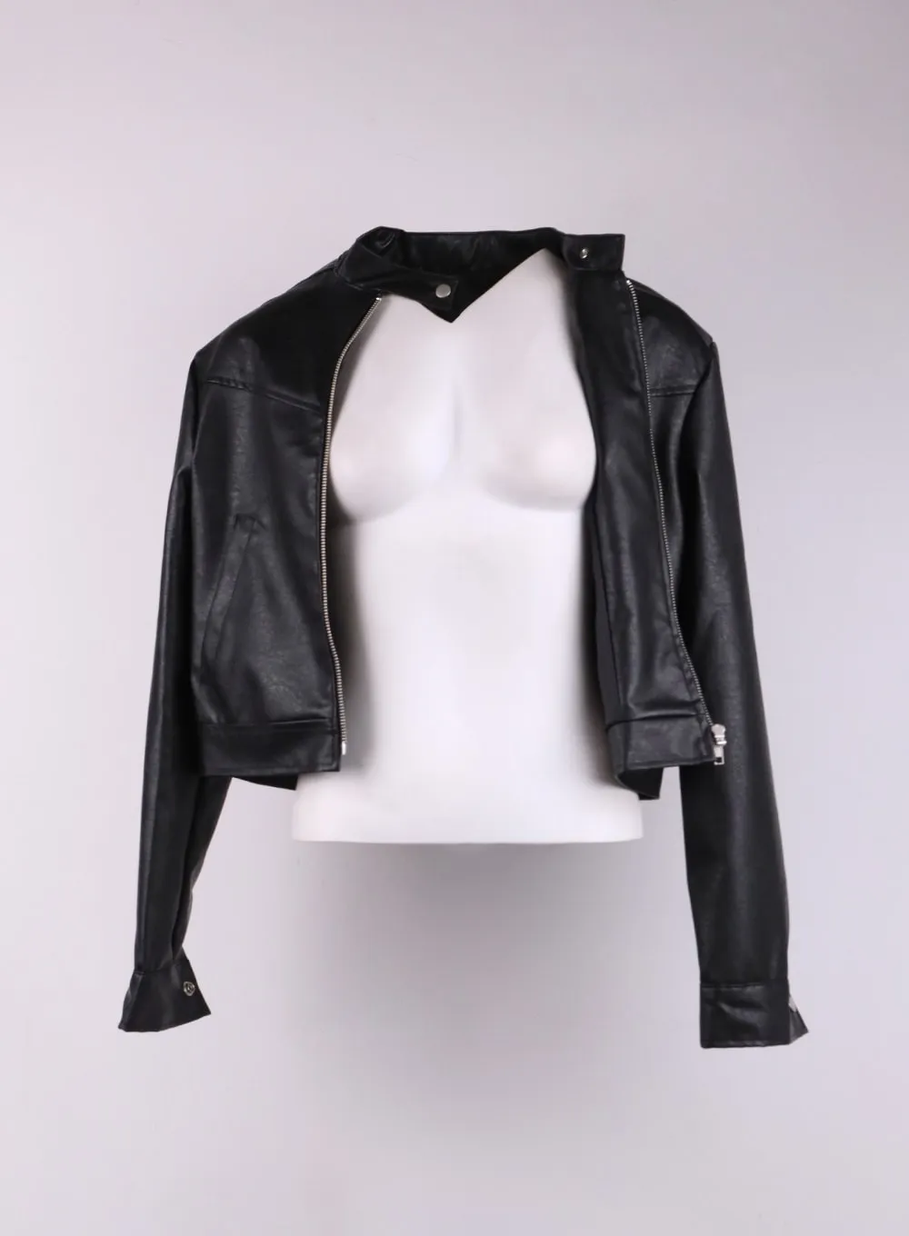 Faux Leather Zip-Up Jacket CJ431