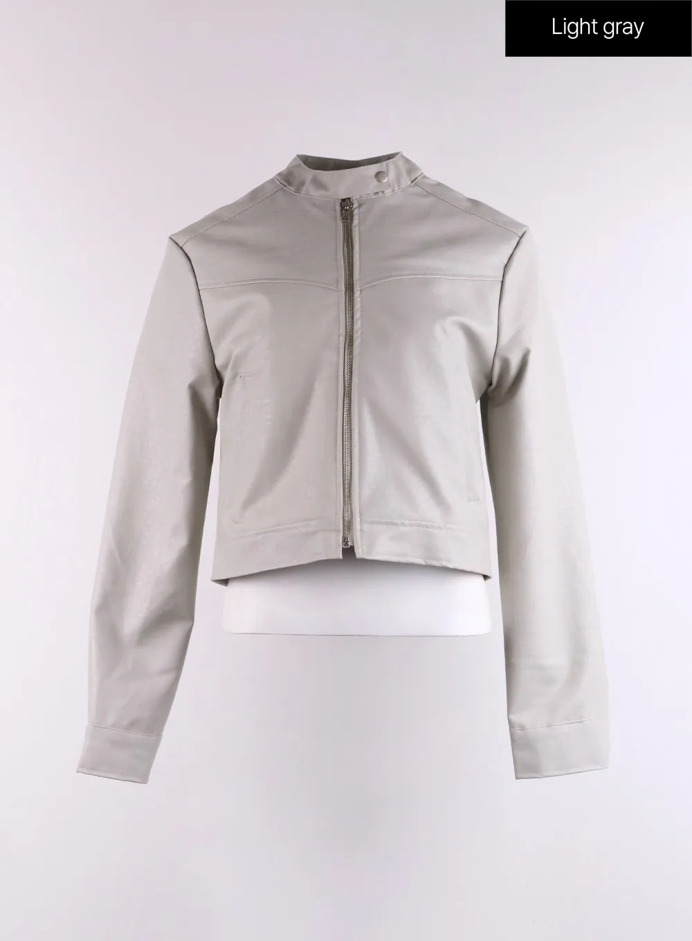 Faux Leather Zip-Up Jacket CJ431