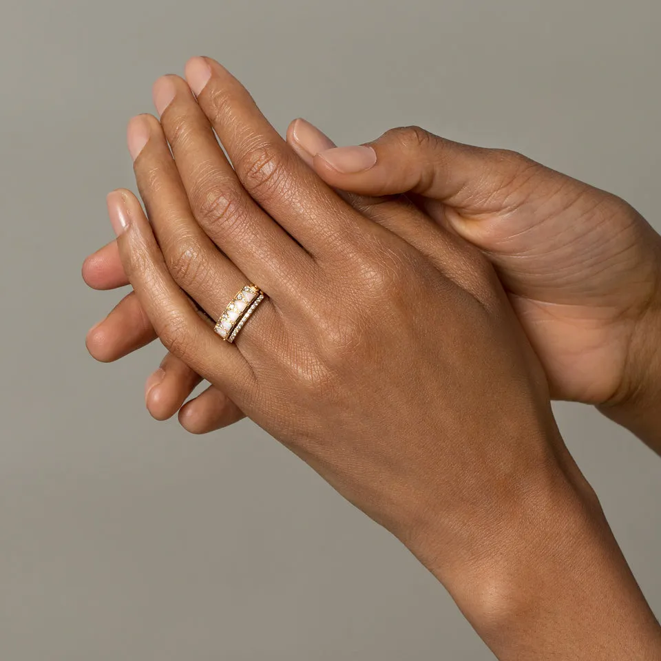 Five Triangle Ring - White Opal