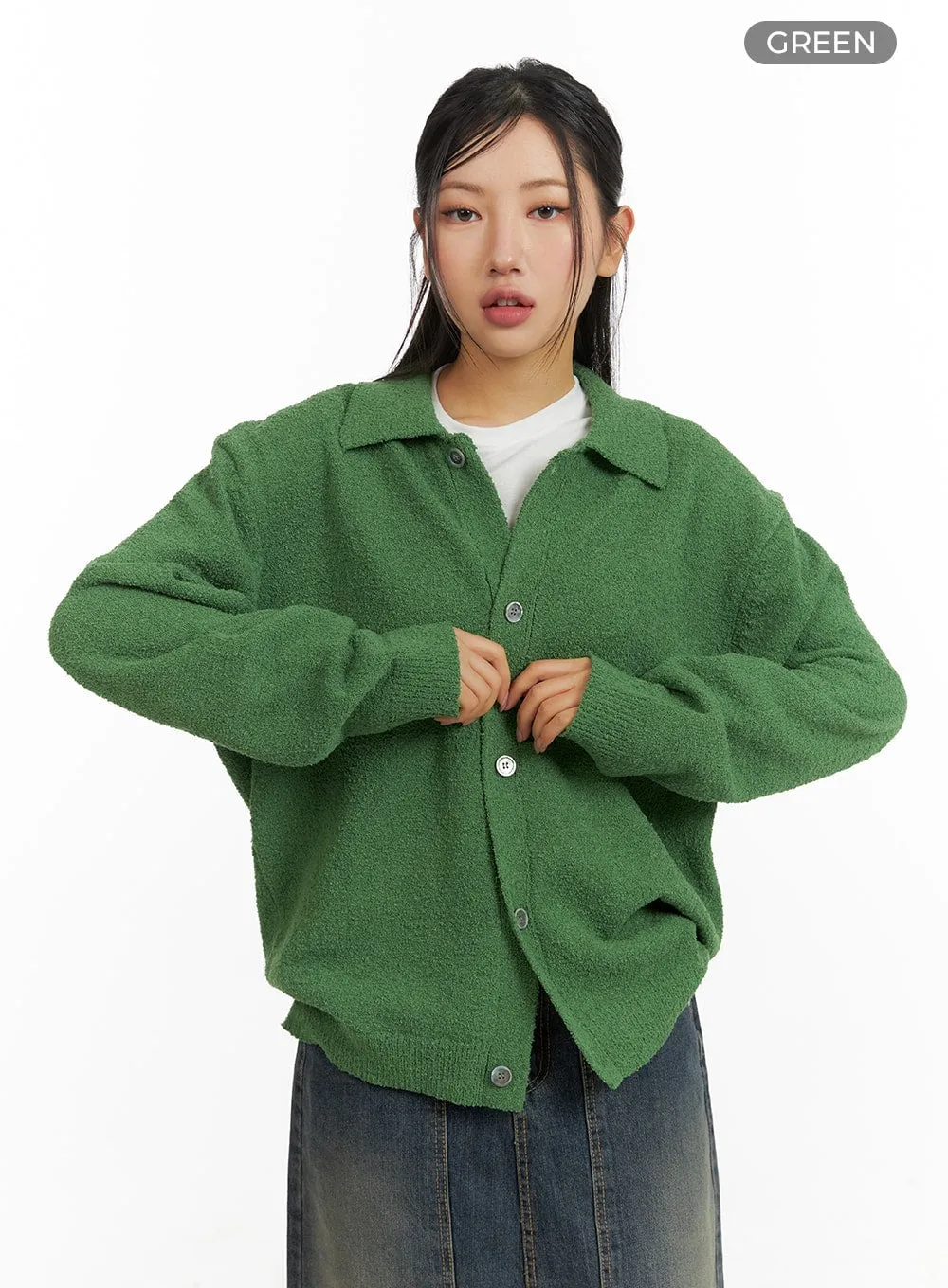 Fuzzy Button-Up Unisex Cardigan CM408