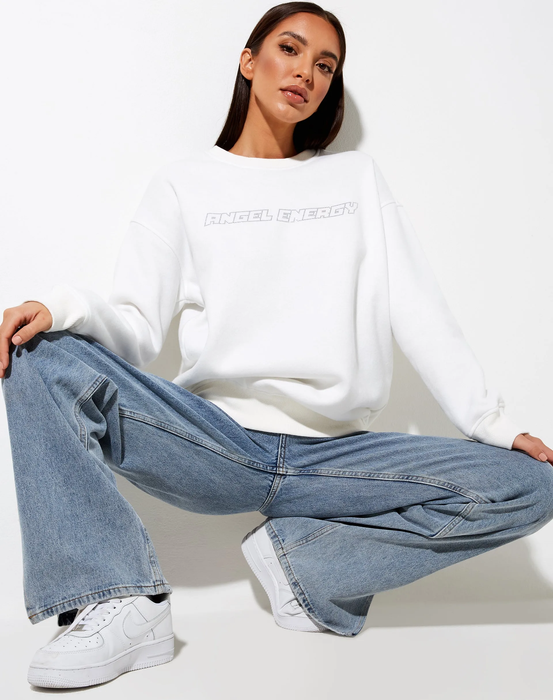 Glowee Sweatshirt in Warm White 'Angel Energy' Hotfix