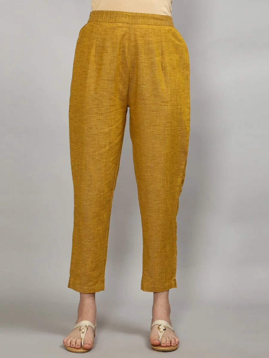 Gracious Mustard Solid Kurta Trouser Dupatta