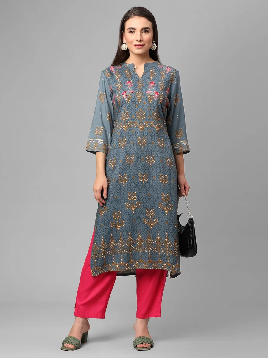 Grey Abstract Print Kurta