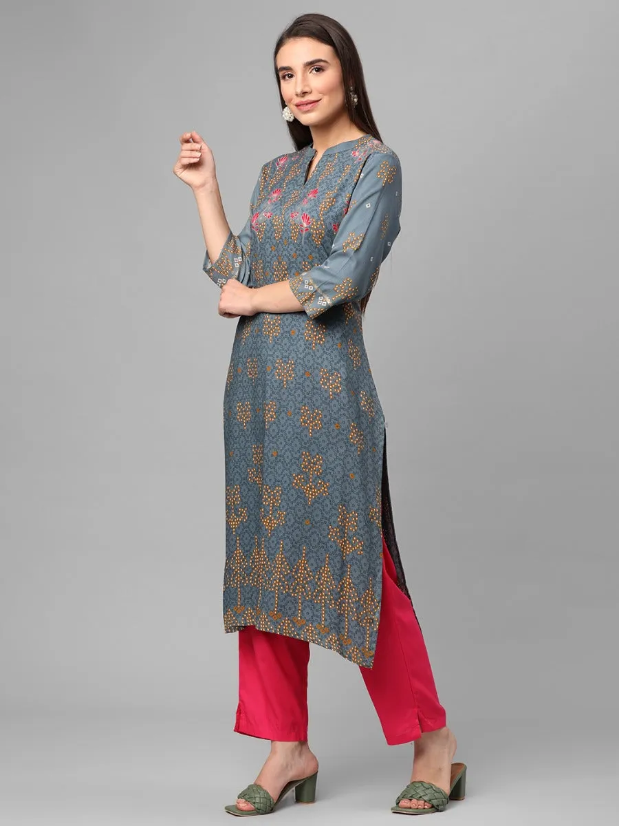 Grey Abstract Print Kurta