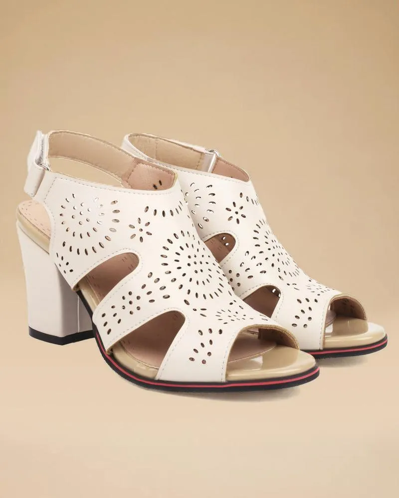 Hollow-out Block Heel Sandals