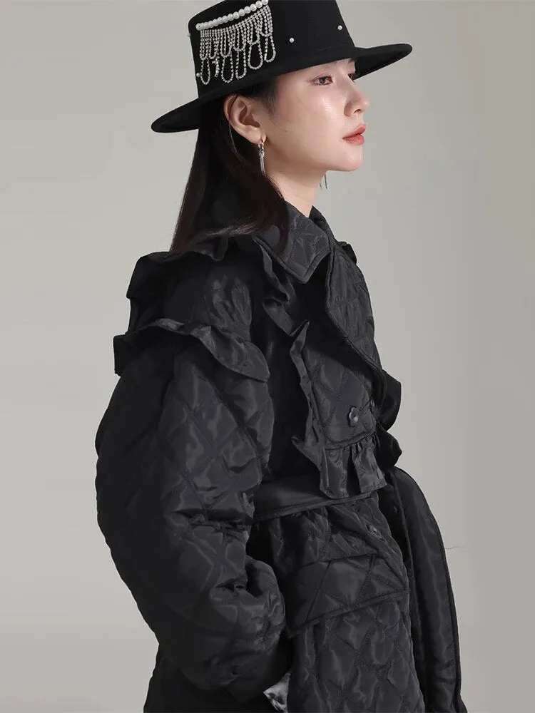 Hunta Ruffle Coat - Black