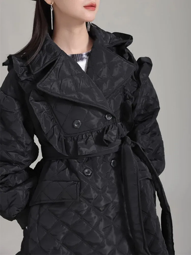 Hunta Ruffle Coat - Black