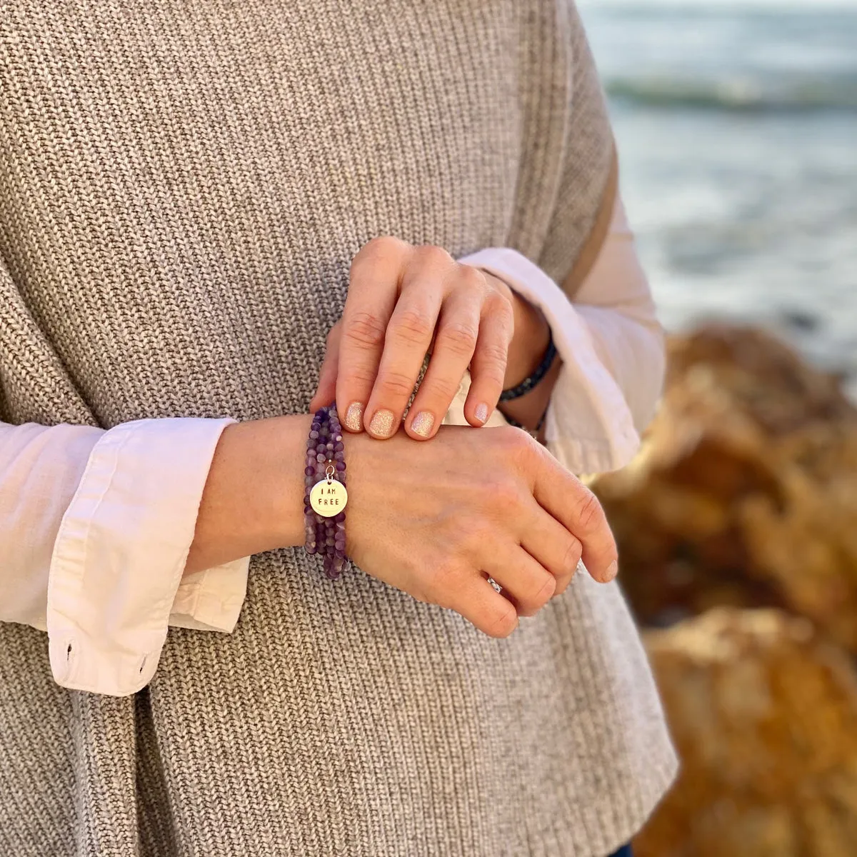 I am Free Affirmation Wrap Bracelet with Amethyst to Encourage You to Try New Things