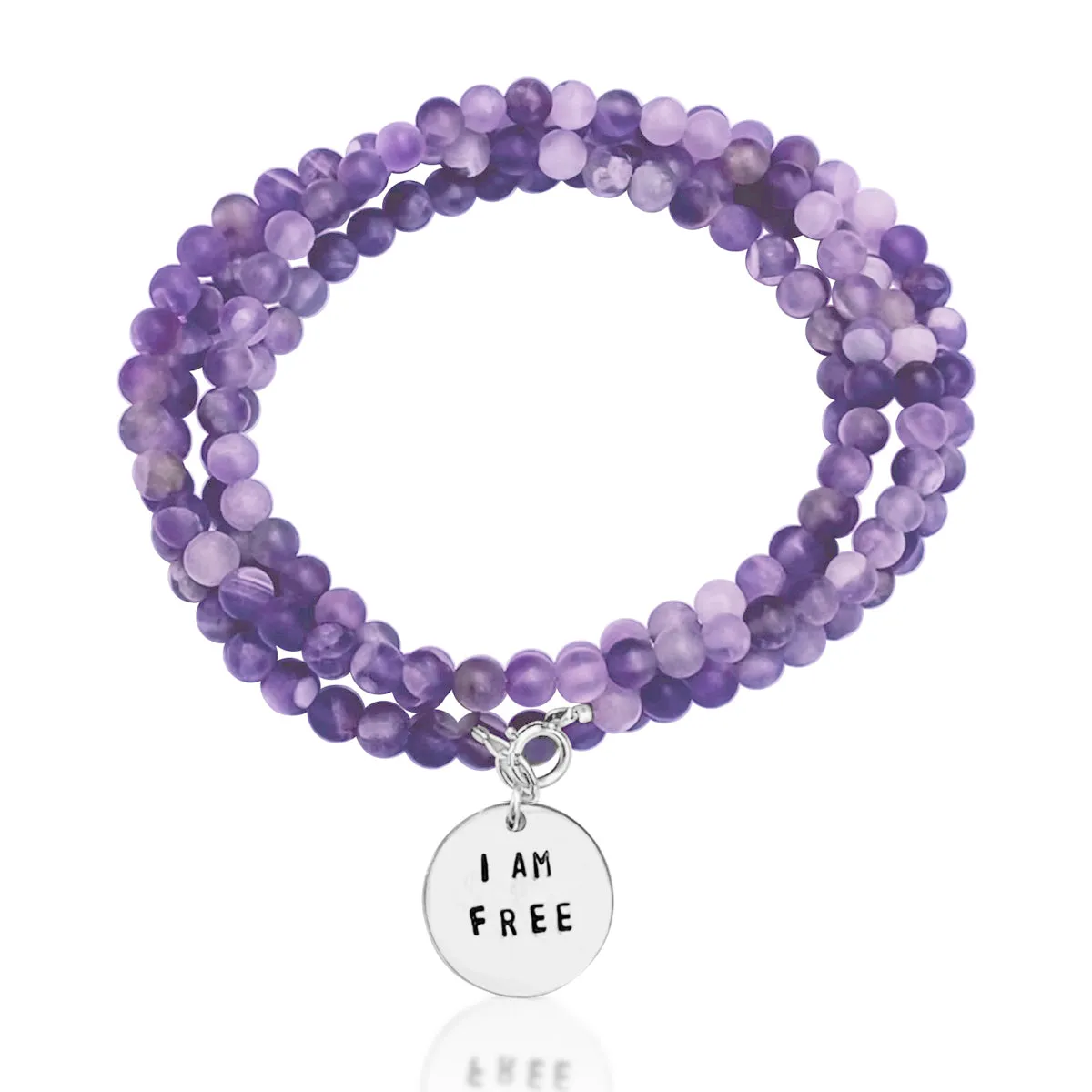 I am Free Affirmation Wrap Bracelet with Amethyst to Encourage You to Try New Things