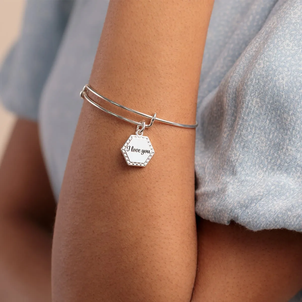 'I Love You' Charm Bangle