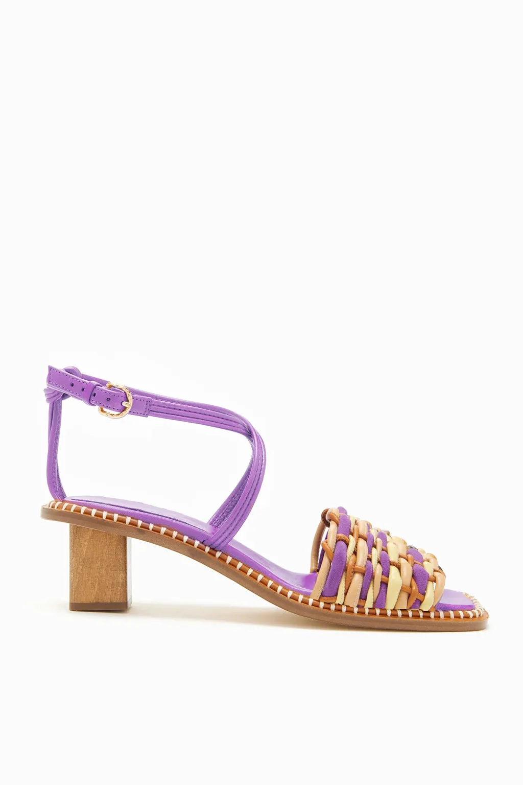 ILANA WOVEN MIDI HEEL SANDAL IN PURPLE AMETRINE