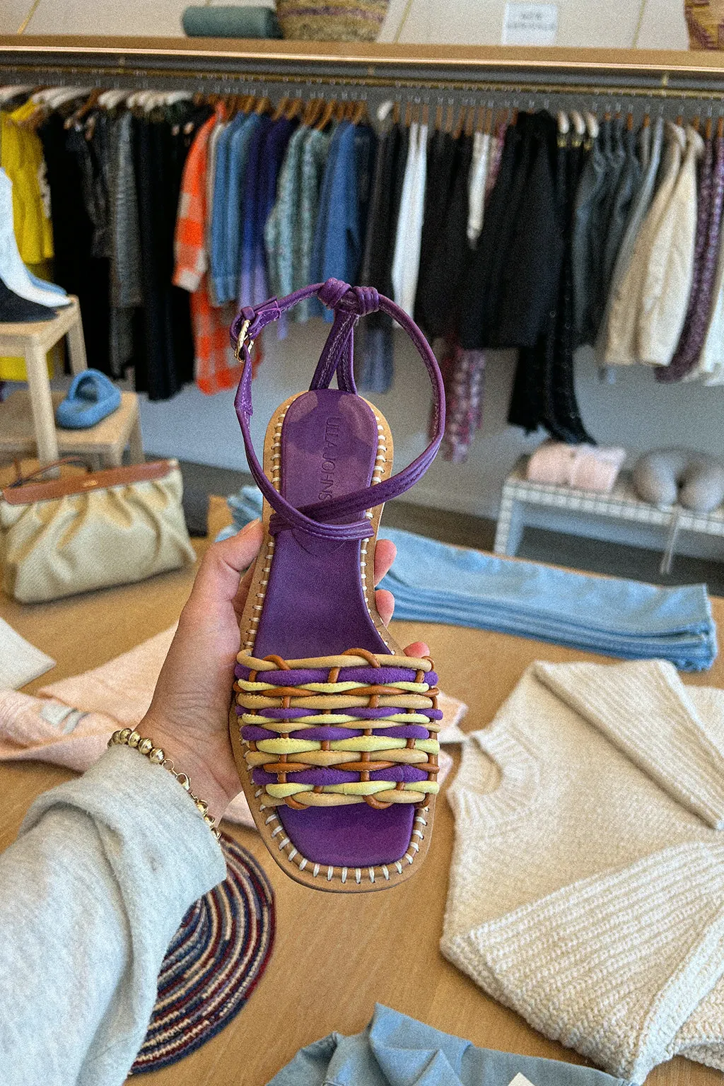 ILANA WOVEN MIDI HEEL SANDAL IN PURPLE AMETRINE