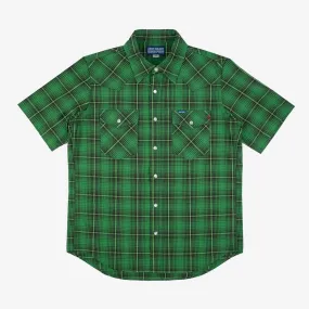 Iron Heart - IHSH-386-GRN - 5oz Selvedge Short Sleeved Western Shirt - Green Vintage Check