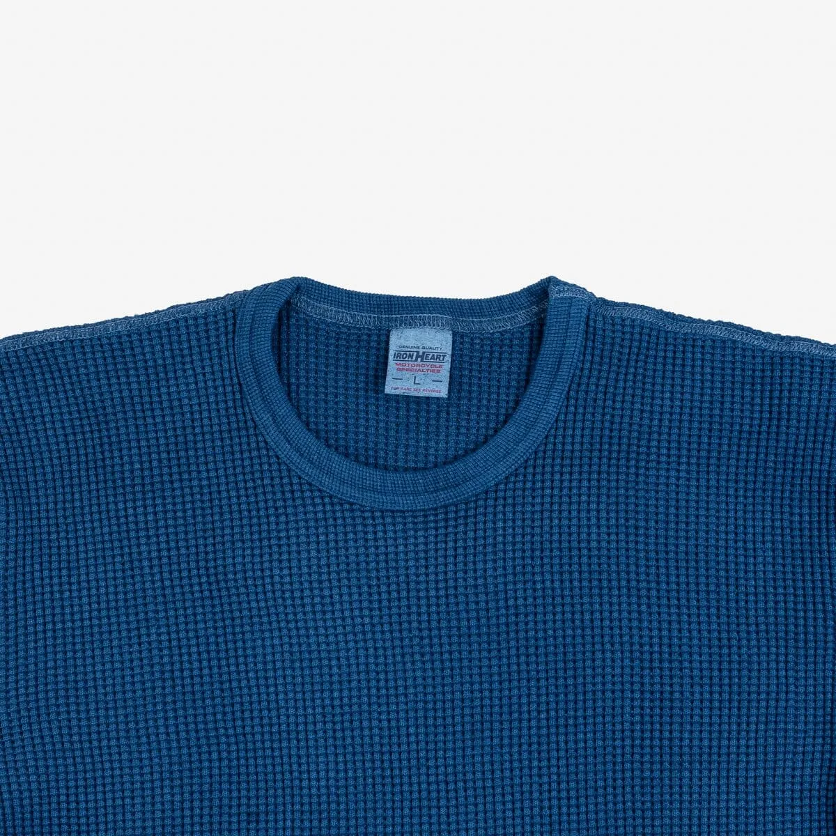 Iron Heart - Waffle Knit Long Sleeved Crew Neck Thermal Top - Indigo Dyed