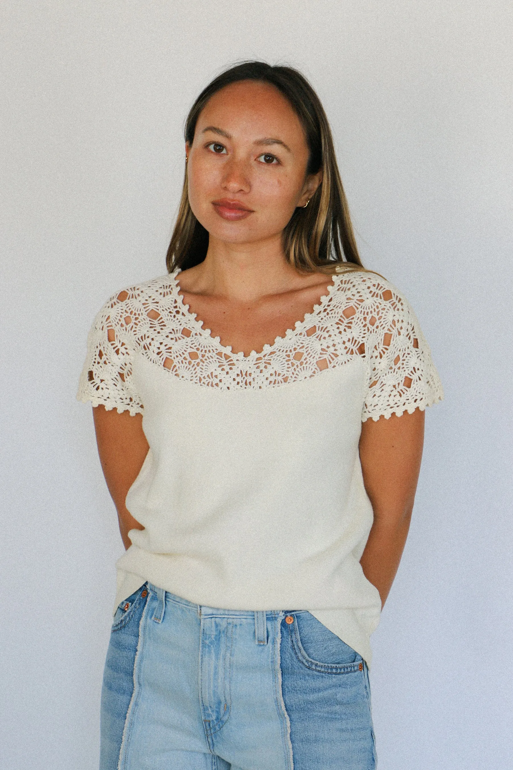 Ivory Crochet   Cotton Top