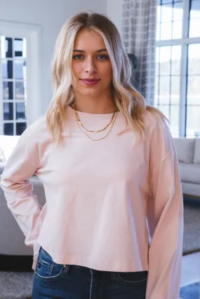 Katherine Wide Long Sleeve Tee, Dusty Pink