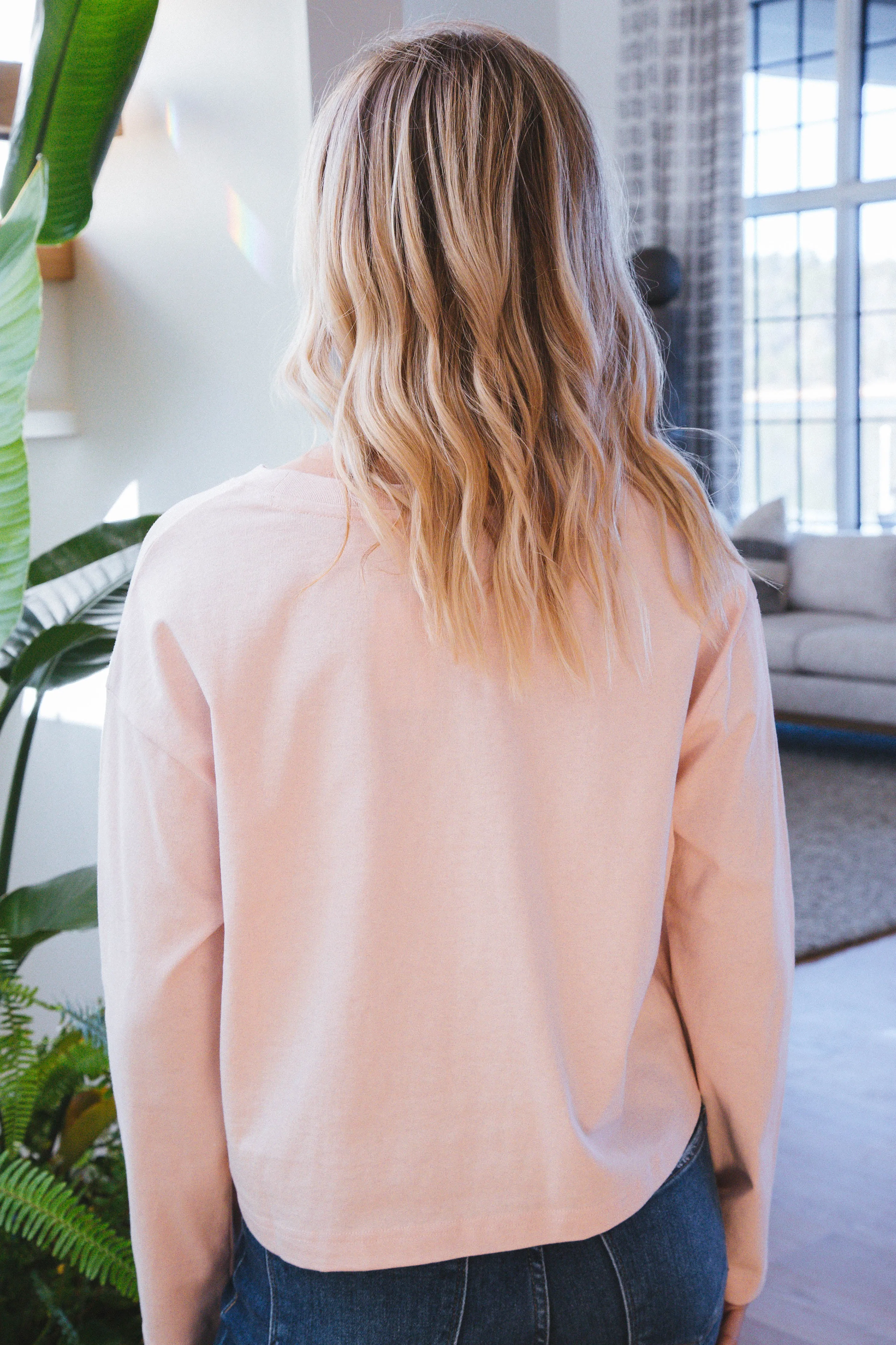 Katherine Wide Long Sleeve Tee, Dusty Pink