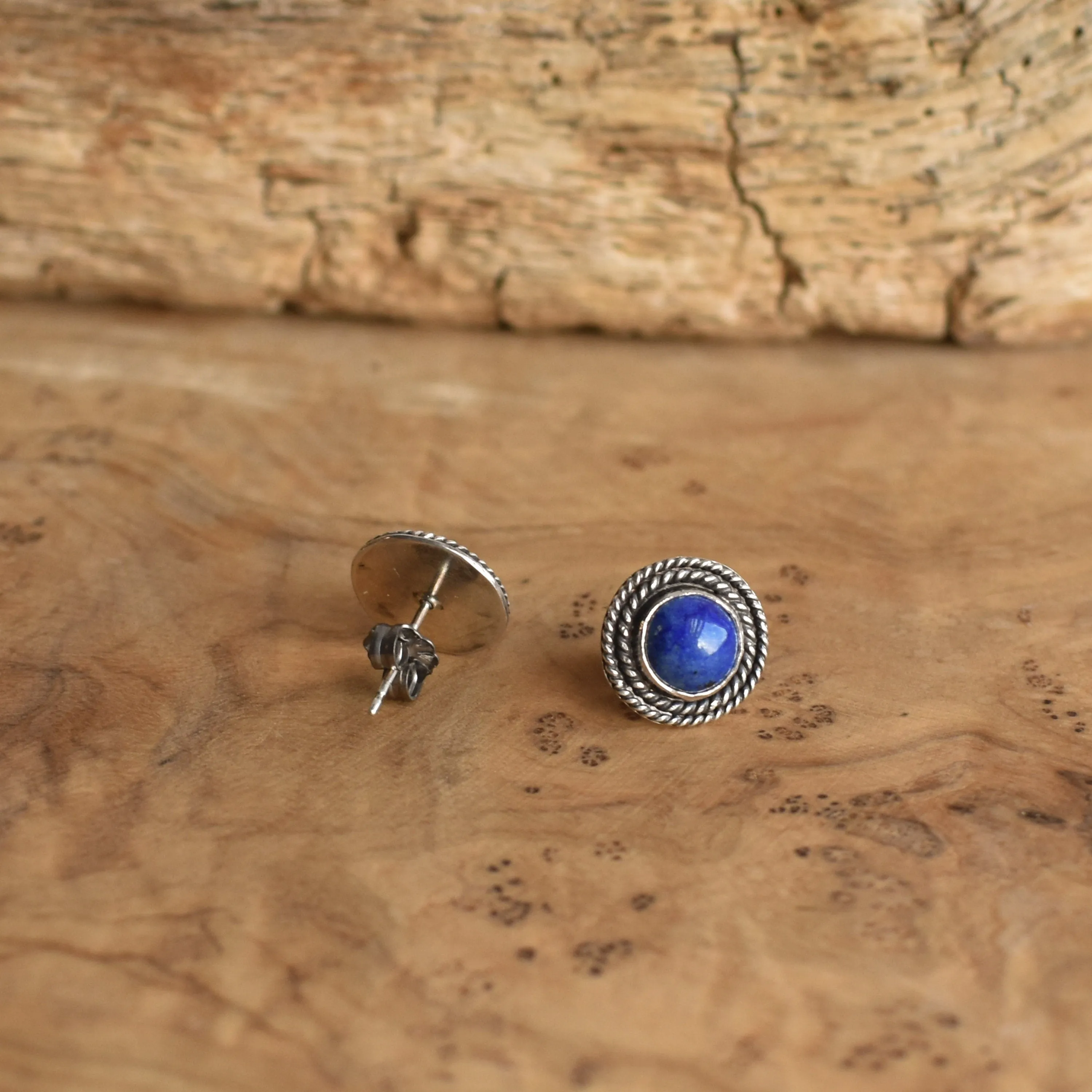 Lapis Posts - Western Posts - Lapis Lazuli Earrings - Sterling Silver Lapis Studs - Silversmith