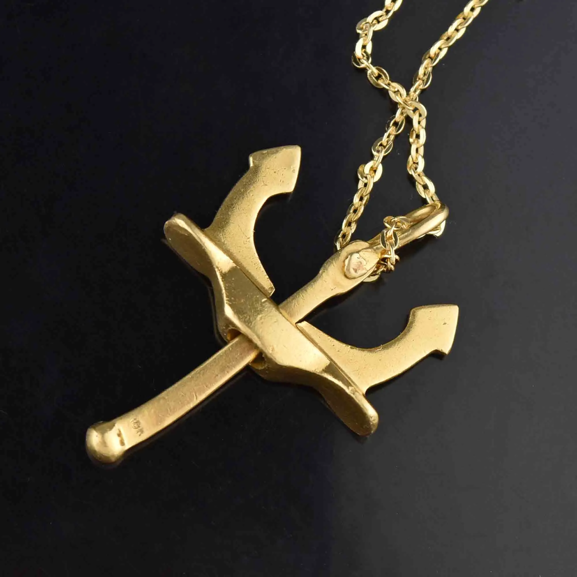 Large 18K Gold Victorian Anchor Pendant Moveable Charm