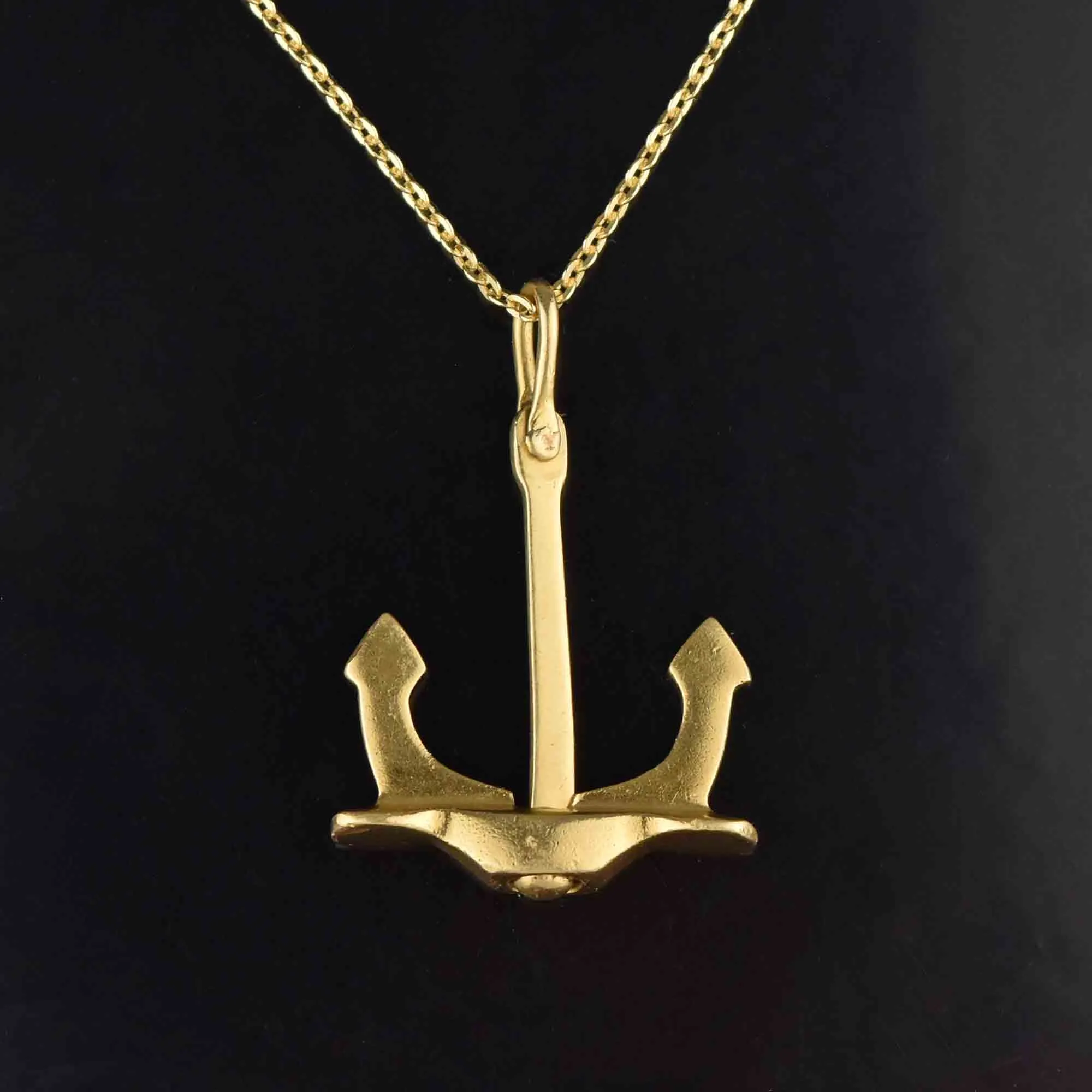 Large 18K Gold Victorian Anchor Pendant Moveable Charm