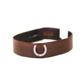 Leather Diamond Horseshoe Bracelet