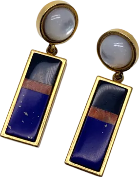 Lizzie Fortunato Blue Colorblock Regal Column Earrings One Size