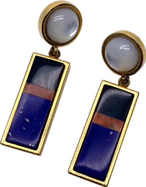 Lizzie Fortunato Blue Colorblock Regal Column Earrings One Size