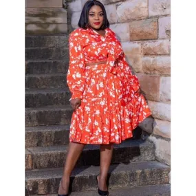 Long Sleeve Floral Two Piece Set