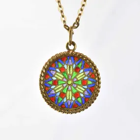 Lovely Plique A Jour Enamel 18K Gold Pendant