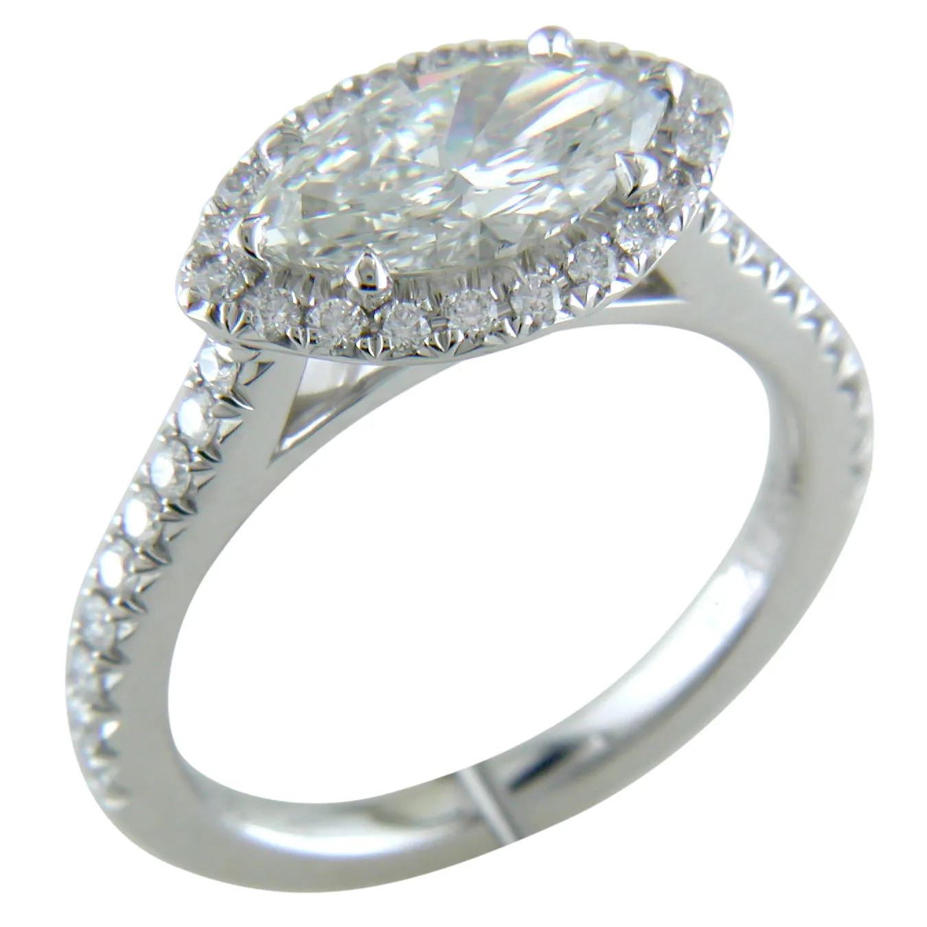 Marquise Shape Brilliant 1.25 Carat Diamond Platinum Diamond Halo Engagement Ring