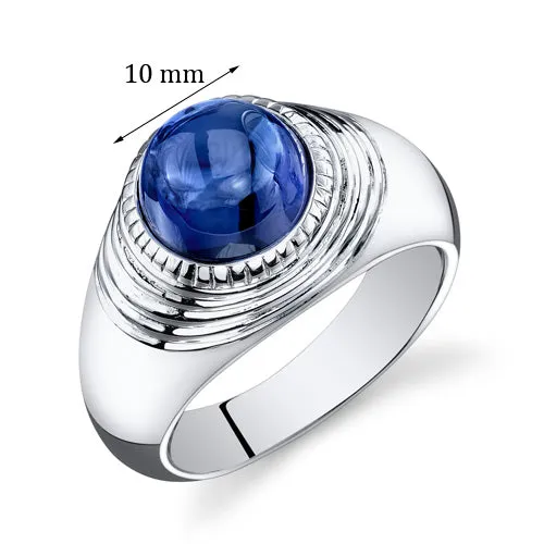 Mens 6.5 cts Sapphire Sterling Silver Ring Size 9