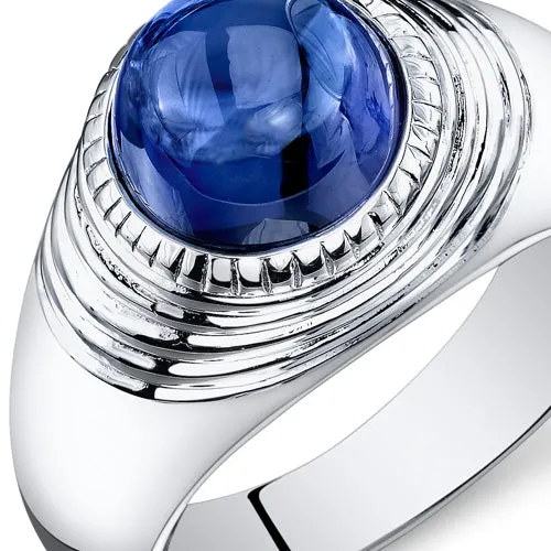 Mens 6.5 cts Sapphire Sterling Silver Ring Size 9