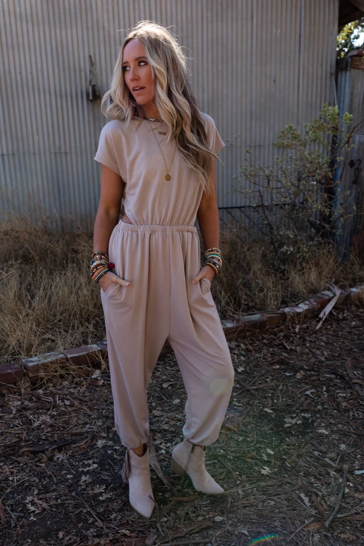 Midsummer Morocco Open Back Jumpsuit - Tan